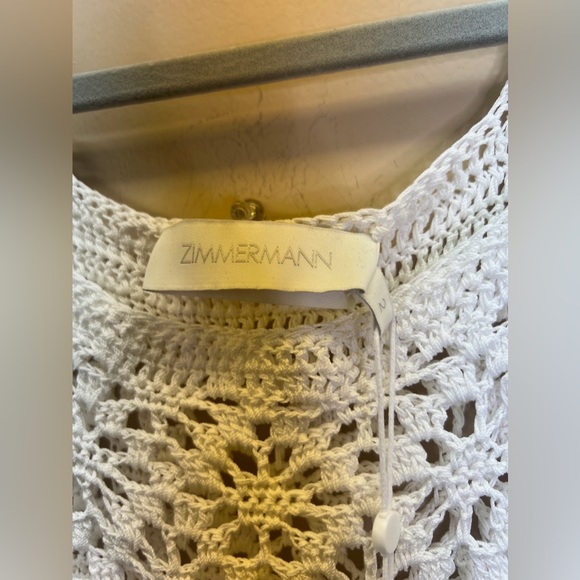 Zimmermann Cassia Open Weave Crochet Midi Dress Size 8 NWT Ivory - Picture 4 of 10